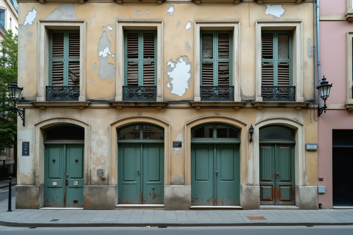 Façade d'immeuble ancien dégradé en France illustrant les passoires thermiques interdites à la location dès 2026